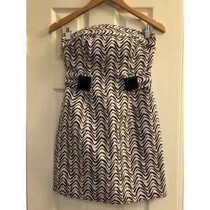 Milly Brown & White Print Strapless Dress Size 2